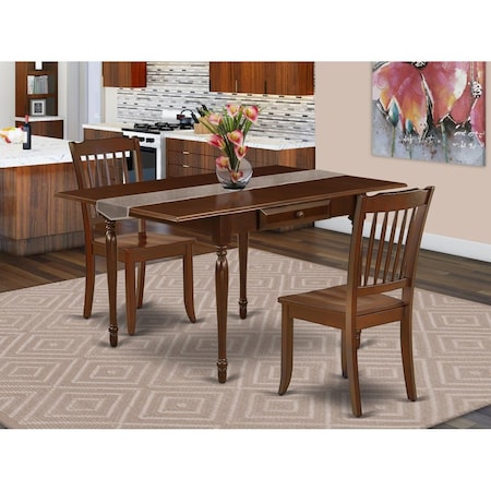 East West Furniture 3 Piece Monza Dinette Set - Mahogany MZDA3-MAH-W